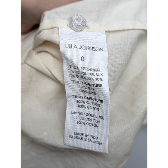 Ulla Johnson Bianca Hand Embroidered Cream Balloon Sleeve Dress 0 - Picture 13 of 13